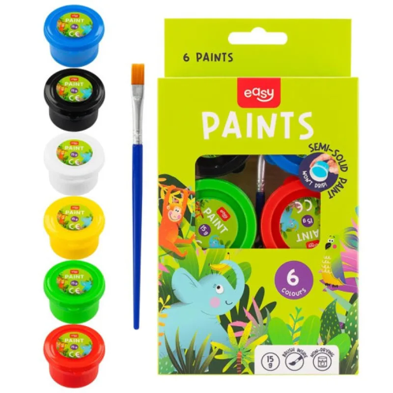 Easy Kids Plakátové barvy v kelímku 6 barev se štětcem