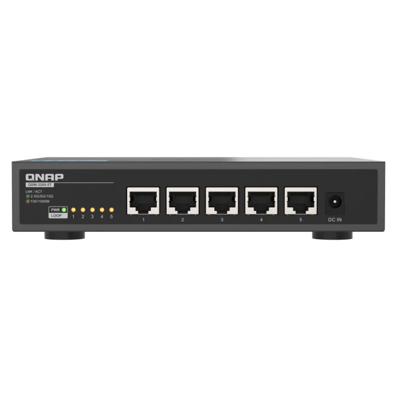 QNAP switch QSW-3205-5T (5x 10GbE port, pasiv. chlazení, podpora 100M/ 1G/ 2,5G / 5G a 10G) QSW-3205-5T