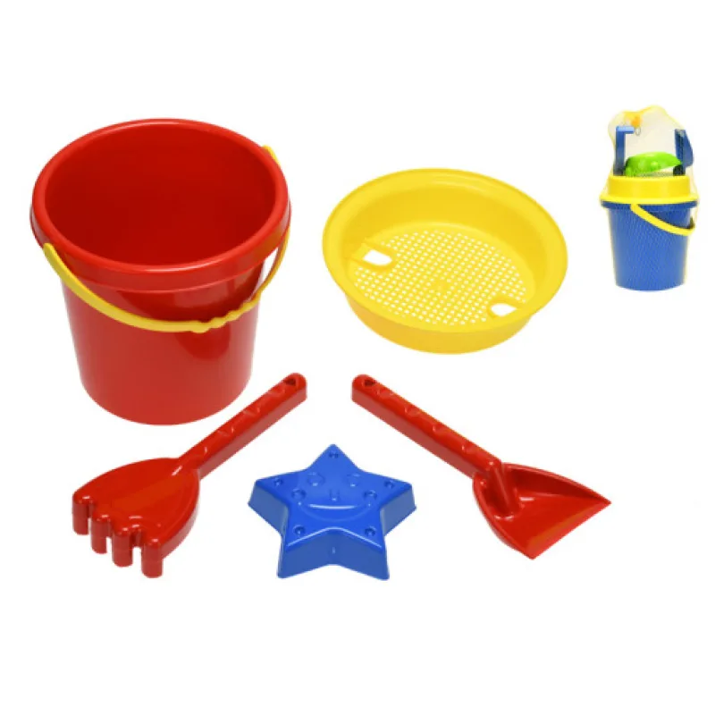Sada na písek, kýblík s příslušenstvím v síťce, 17cm