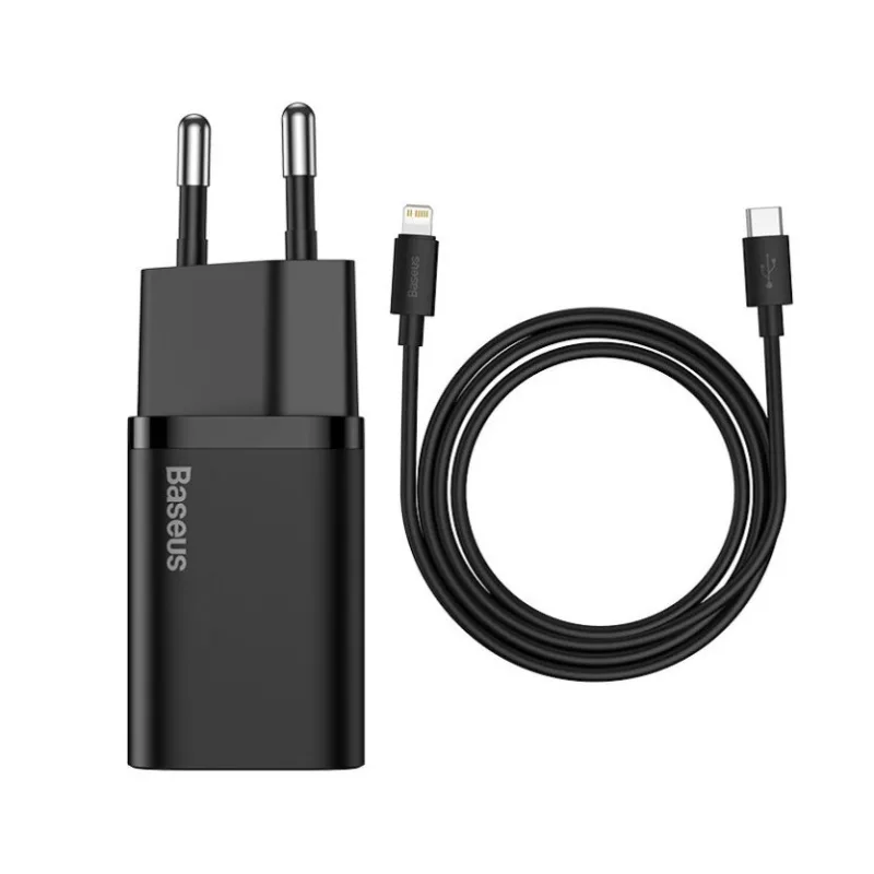 NONAME Baseus rychlonabíječka do sítě Super Si USB-C PD QC 20W černá s kabelem USB-C/Lightning 1m 6953156230057