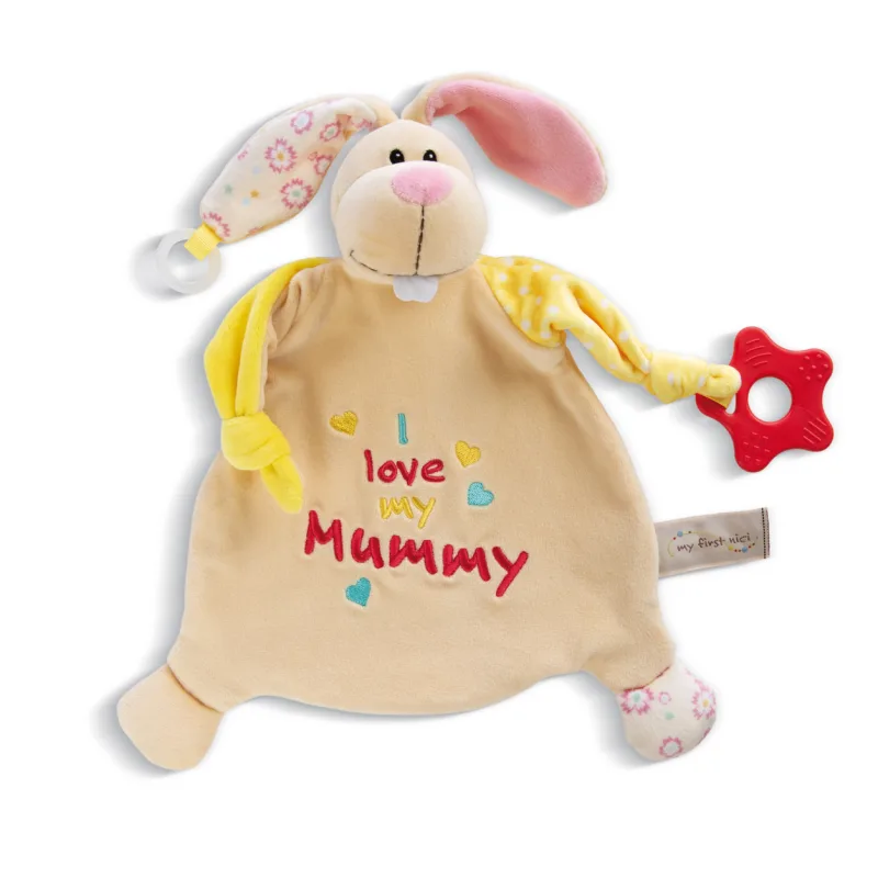 NICI MFN mojkáčik Zajačik s hryzátkom a úchytkou na cumlík 25x25cm