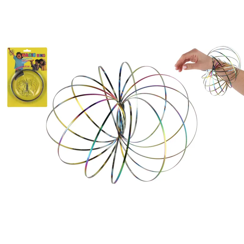 Teddies Flow/Magic Ring kovová dúhová špirála priemer 13cm na karte 16x23,5cm