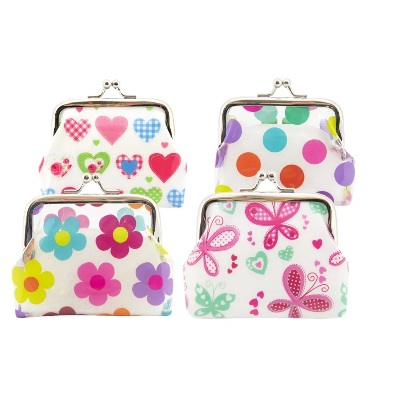 Teddies Peňaženka dievčenská plast/kov 9x8cm 4 farby v sáčku