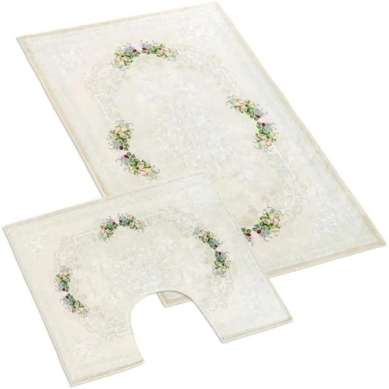 Bellatex Koupelnová sada 3D tisk, Růžičky - 60x100, 60x50 cm