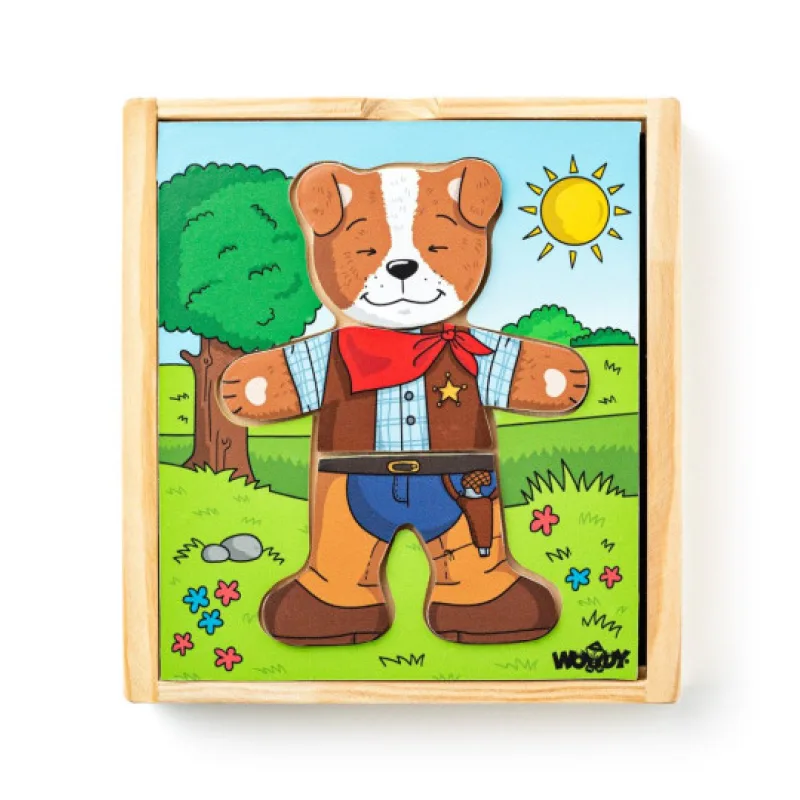 Woody Puzzle šatní skříň, Pejsek, 18 dílů