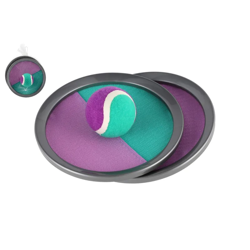 Teddies Lambáda/Catch ball hra s loptičkou na suchý zips 19 cm zeleno-fialová v sieťke