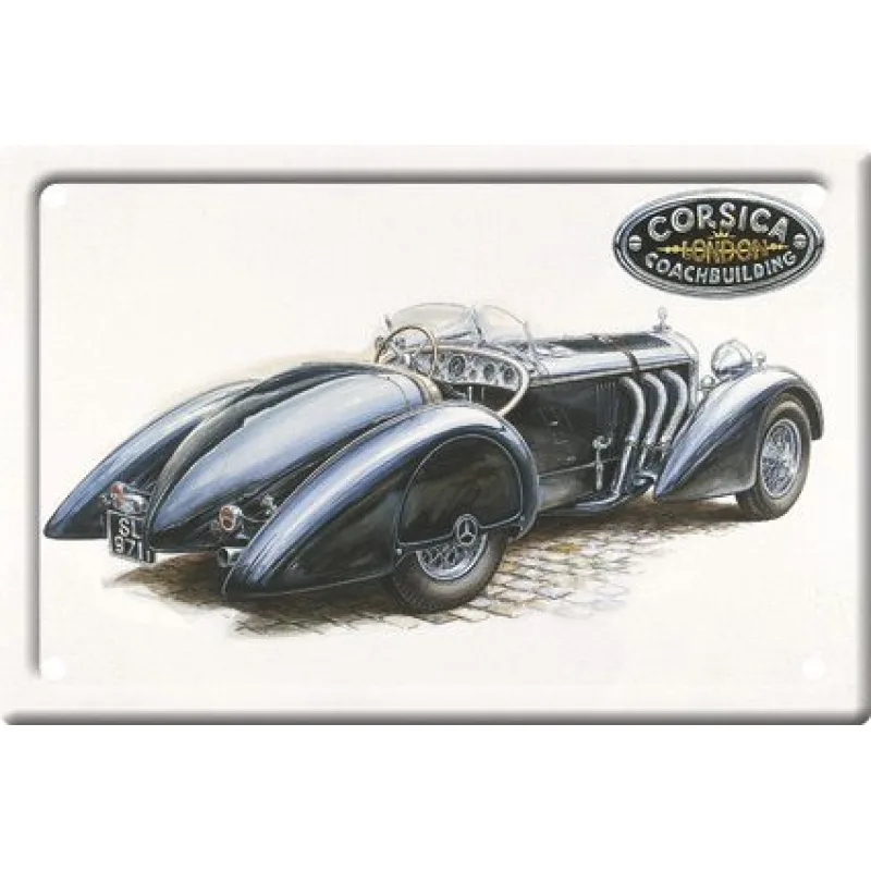 Plechová cedule auta Mercedes SSK 150x100 mm