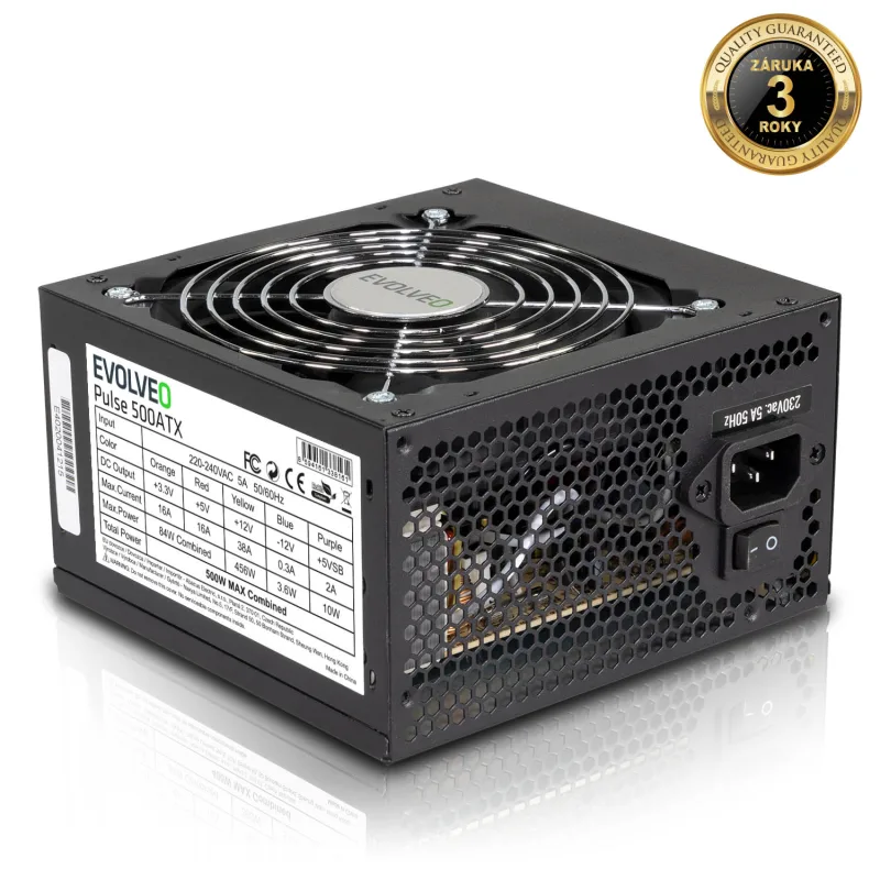EVOLVEO Pulse 500,zdroj 500W,ATX,tichý,bulk,3YRW EP500PP12B
