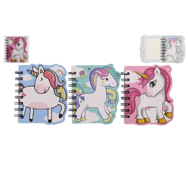 Teddies Zápisník/blok jednorožec krúžkový 11x12,5cm 3 druhy v sáčku