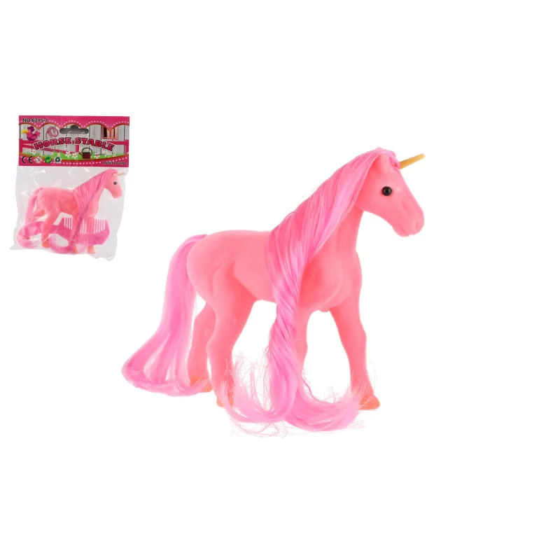 Teddies Jednorožec kôň fliška česací s hrebeňom 14cm v sáčku