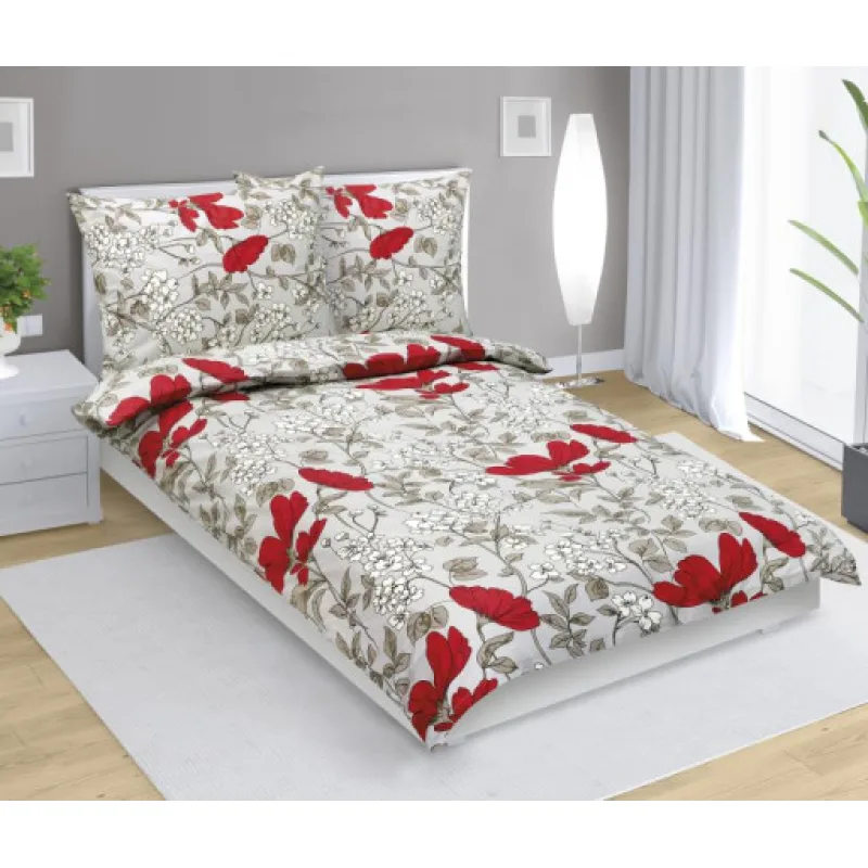 Bellatex Povlečení bavlněné, Šarlatový květ - 140x220, 70x90 cm
