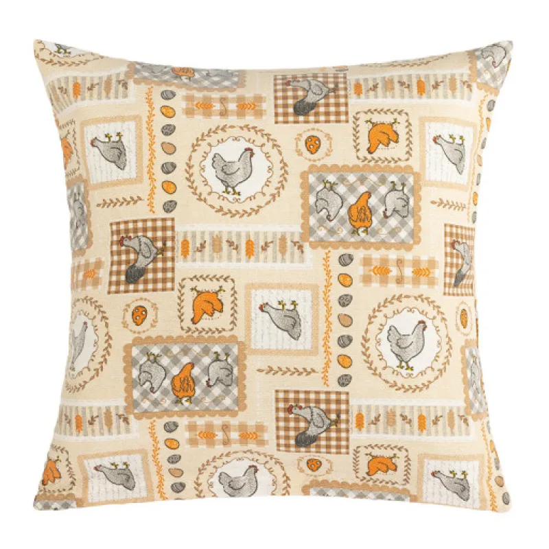 Bellatex Polštářek EMA - Velikonoční Slepička béžová, šedá, oranžová - 45x45cm