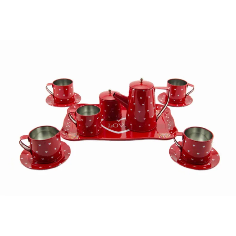 Dětská kovová čajová sada 14ks v krabici 34x24cm