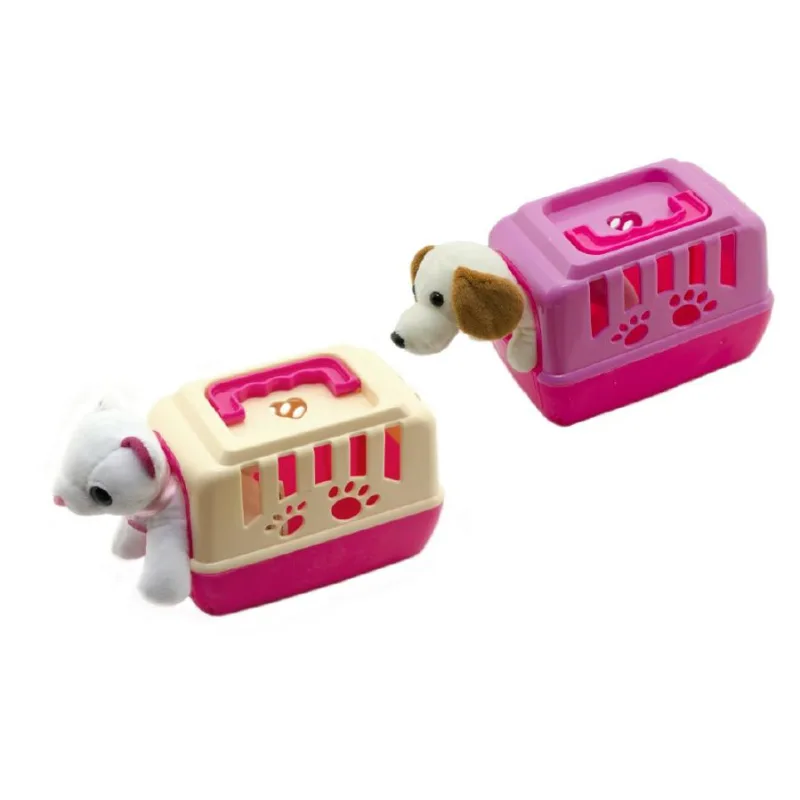 Teddies Zvieratko psík plyšový v prenosnom boxe plast 15cm asst mix farieb