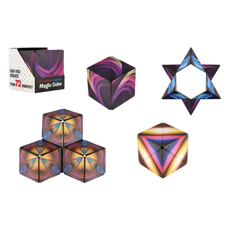 Teddies Hlavolam kocka magnetická dúhová plast mix druhov