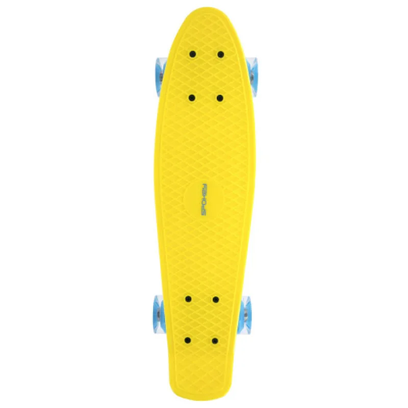 Spokey Fish Pennyboard se svíticími LED kolečky, žlutý