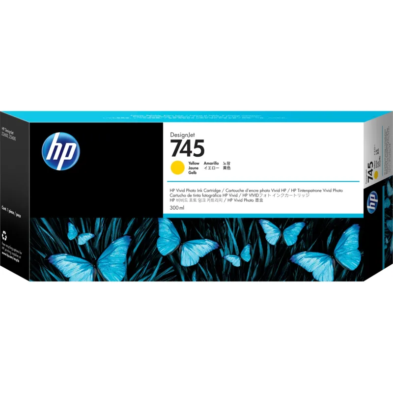 HP 745 inkoustová náplň žlutá, F9K02A F9K02A