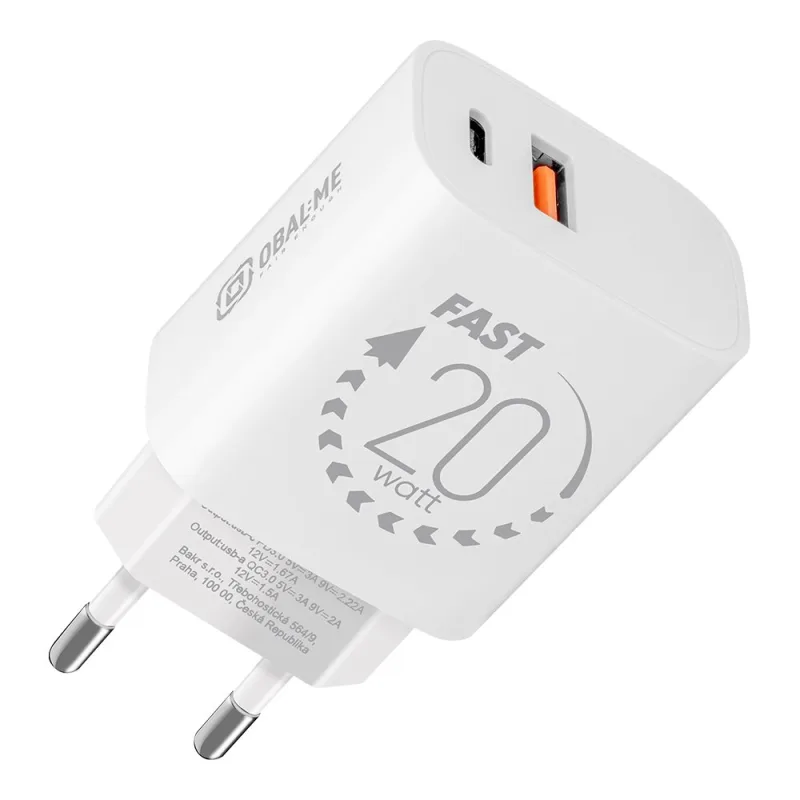 OBAL:ME Cestovní Nabíječka USB-A + USB-C 20W White 8596311273452