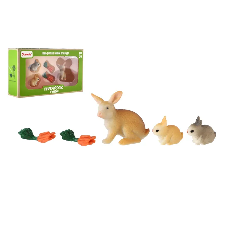 Teddies Králik/Králiček 3ks plast s doplnkami v krabičke 16x9,5x4cm