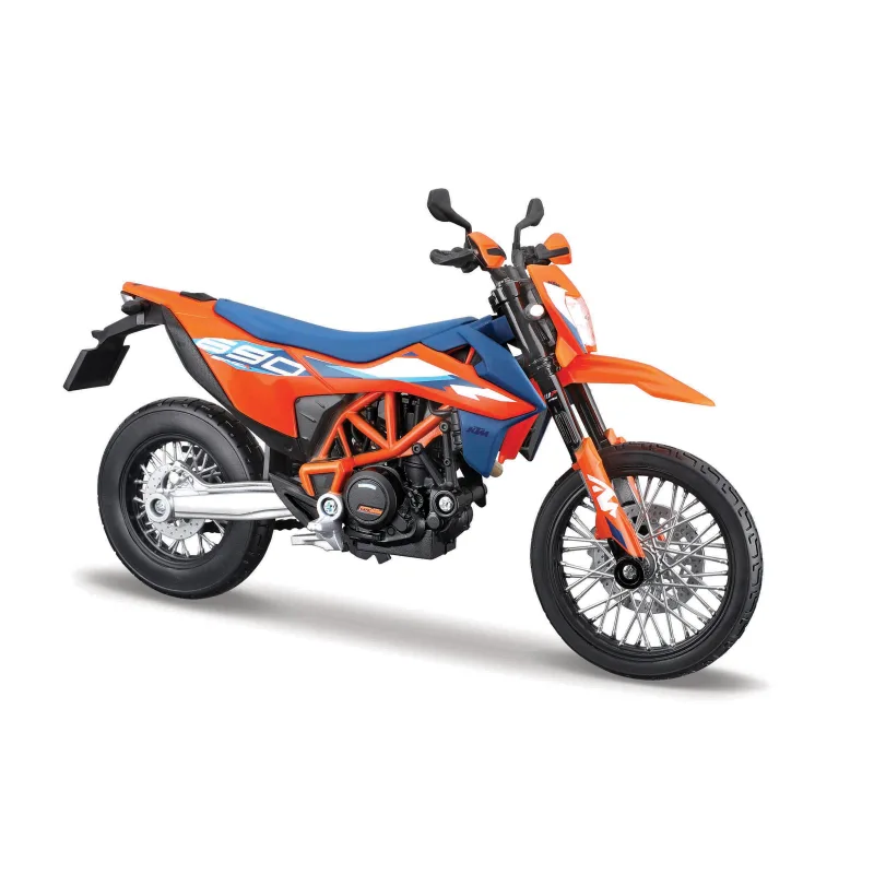 Maisto - Motocykel so stojanom, 2023 KTM 690 SMC R, oranžovo-modrá, 1:12