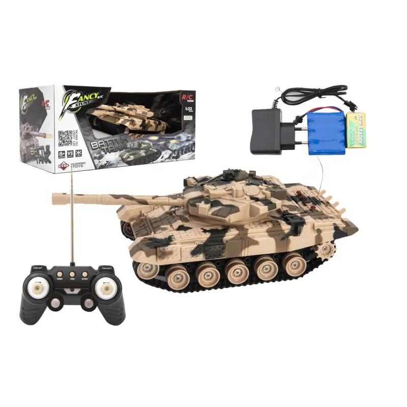 Teddies Tank RC plast 27cm 40MHz na batérie + nabíjací pack so zvukom v krabici 37x17x19cm