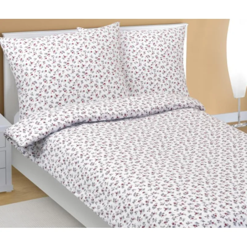 Bellatex Povlečení flanelové, Růžička červená - 140x200, 70x90cm