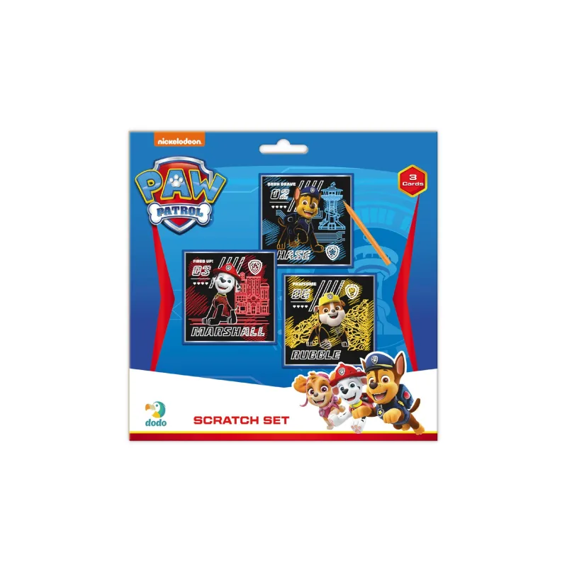 DODO Škrabací obrázok 3ks farebný Labková patrola/Paw Patrol 20x20cm na karte