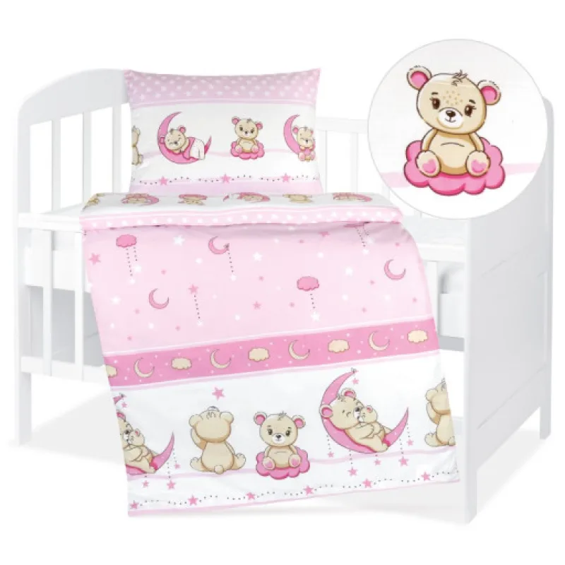 Bellatex Dětské bavlněné povlečení Agáta, Medvíďata růžová - 90x135, 45x60cm