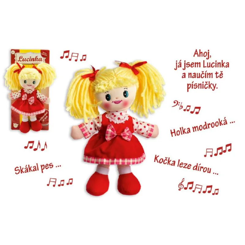 Teddies Bábika Lucinka látková plyšová 30 cm slovensky spievajúca na karte