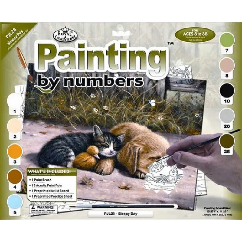 Royal Langnickel malování podle čísel - Spící pes s kočkou 40x30 cm