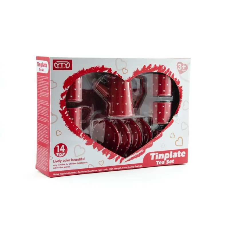 Teddies Riad červený plechový 14ks v krabici 34x24cm