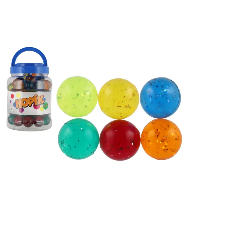 Teddies Loptička/skákacia loptička farebná s trblietkami 3,2cm 6 farieb