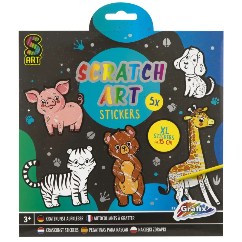 Rappa Kreatívny set vyškrabávacej samolepky 5 kusov + vyškrabávacie pero