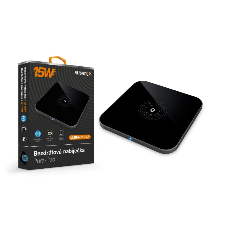 ALIGATOR bezdrátová nabíječka Aligator Pure-Pad 15W, černá CHQ004
