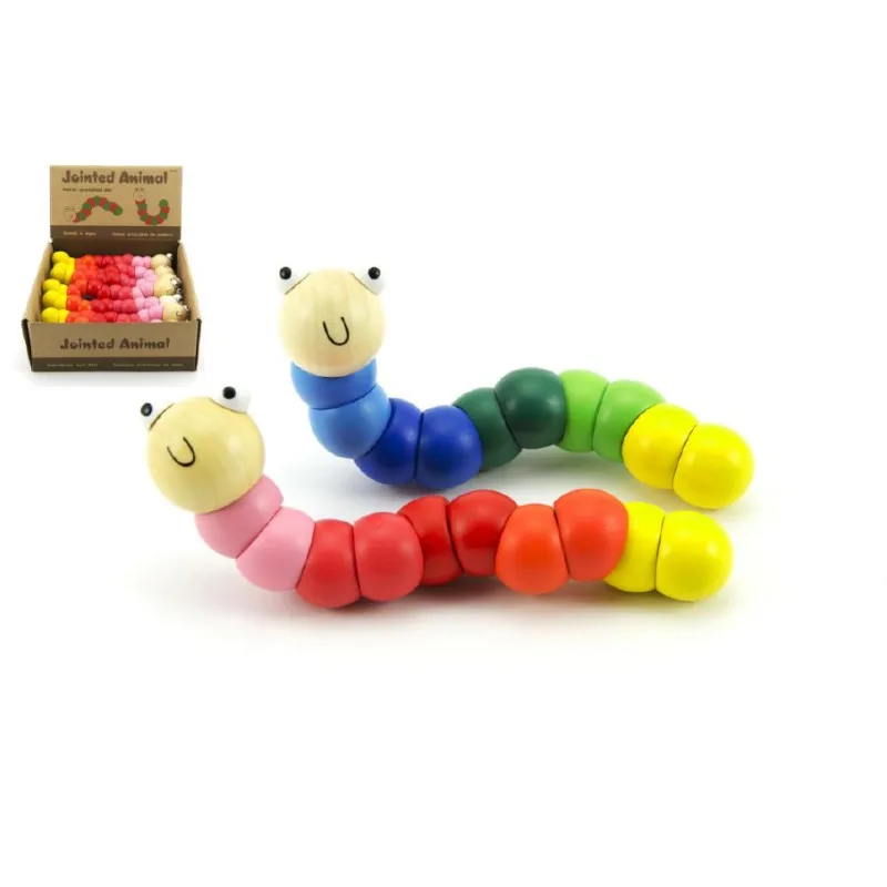 Teddies Červík/húsenica kĺbová drevo 16cm asst 2 farby