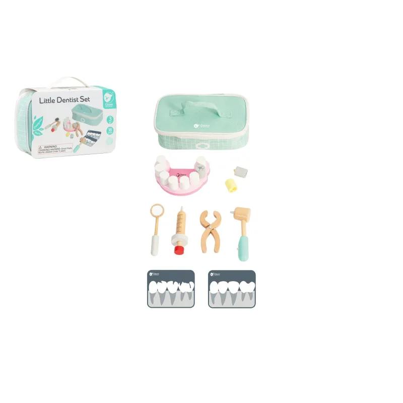 Teddies Sada zubár 18ks drevo v látkovej taške v papierovom obale 22x7x15cm