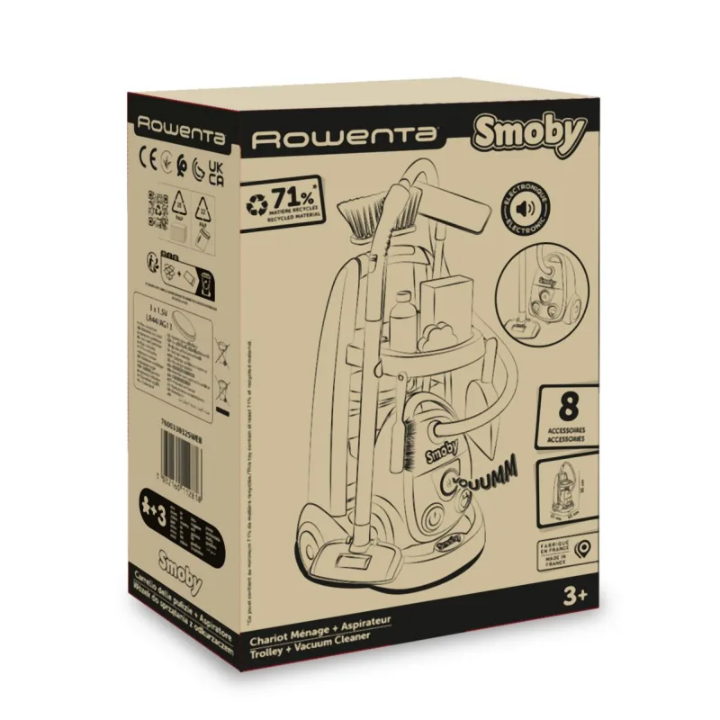 Smoby Vozík pro malou uklízečku s vysavačem Rowenta