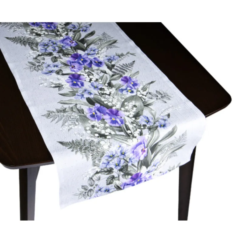 Bellatex Ubrus BĚHOUN, Maceška fialová, šedá - 50x140 cm