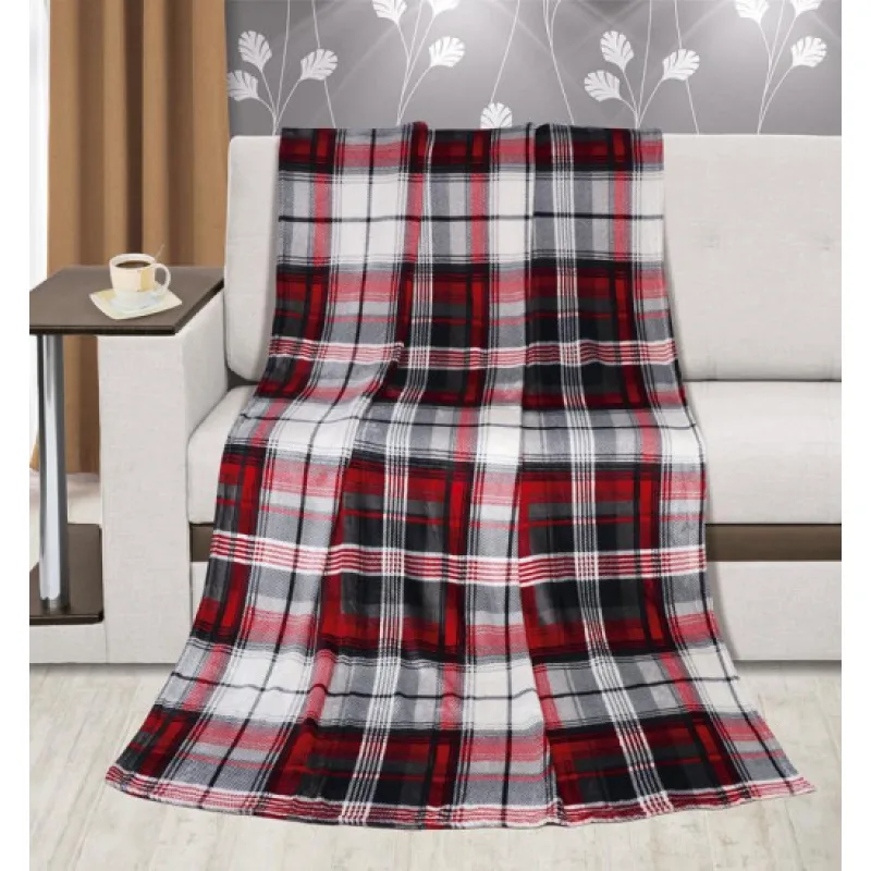 Bellatex přikrývka Kemping Červené čtverce, 150x200 cm