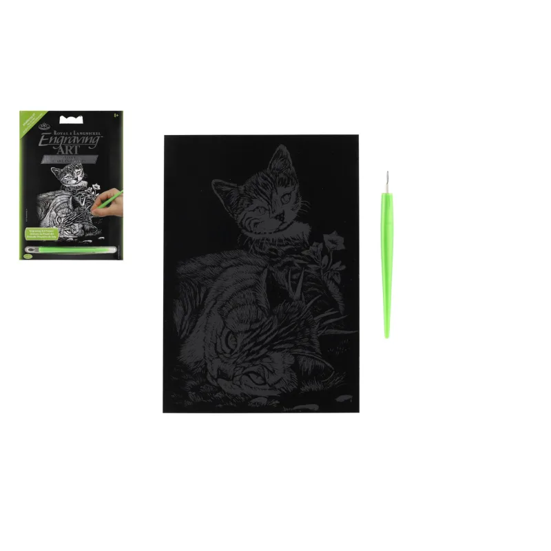 SMT Creatoys Škrabací obrázok strieborný Mačička a mačiatko 12,5x18cm na karte