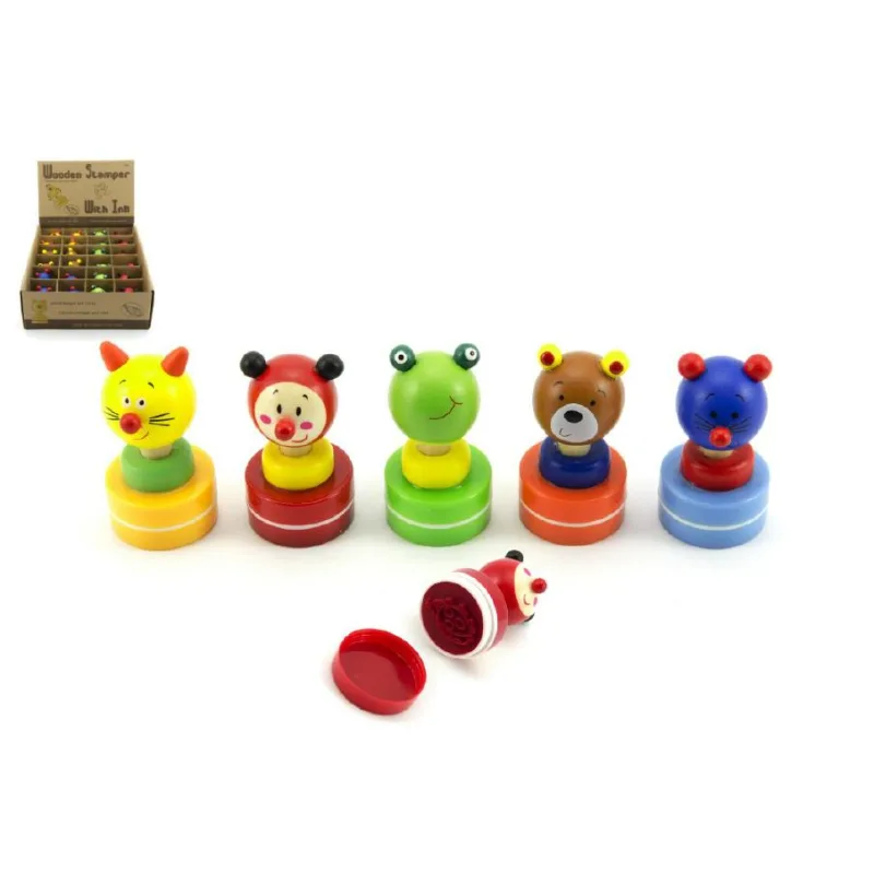 Teddies Pečiatka drevo 6cm asst 5 druhov
