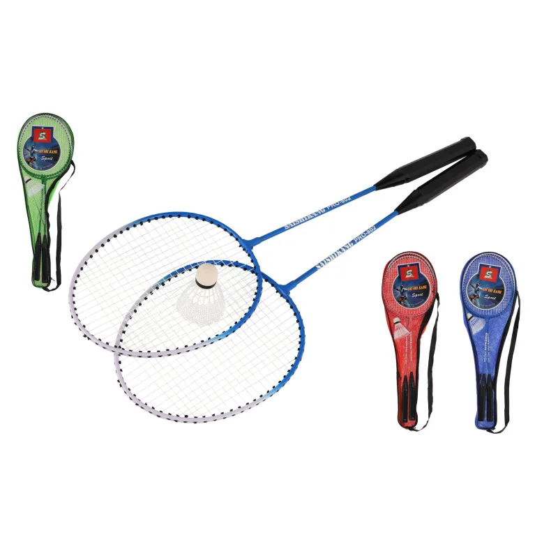 Teddies Sada bedminton pálky 2ks + loptička 1ks 64cm kov/plast 4 farby v puzdre