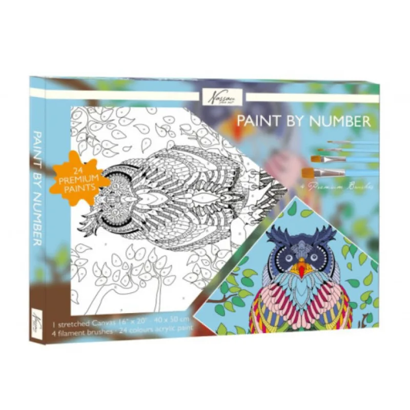 Grafix Malování podle čísel na plátno Sova, 40x50 cm