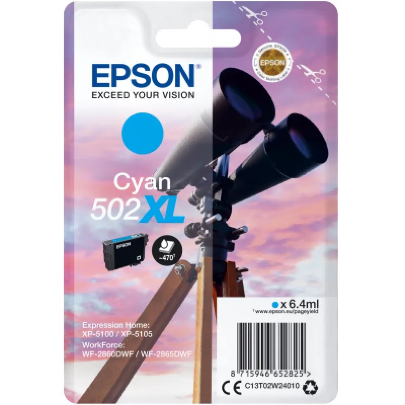 EPSON singlepack,Cyan 502XL,Ink,XL C13T02W24010