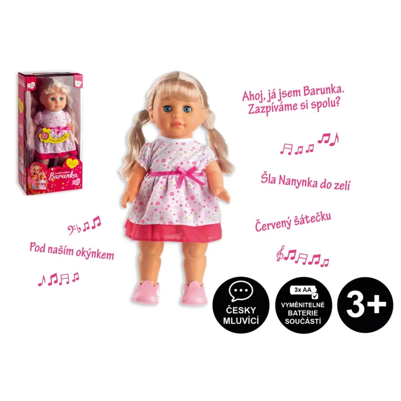 Teddies Bábika Barunka chodiaca a slovensky spievajúca plast 42cm na batérie so zvukom v krabici 21x44x11cm