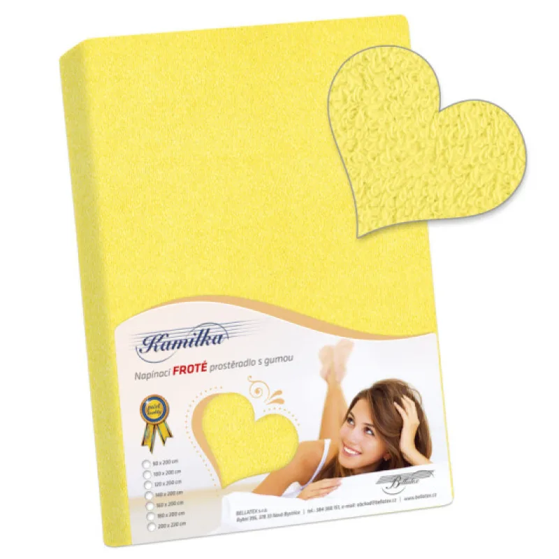 Bellatex Prostěradlo froté, žluté - 120x200 cm