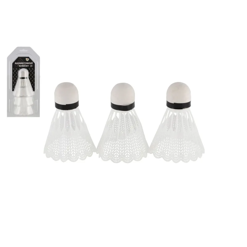 Teddies Loptičky/Košíčky na bedminton biele 3ks plast v blistri 11x22cm