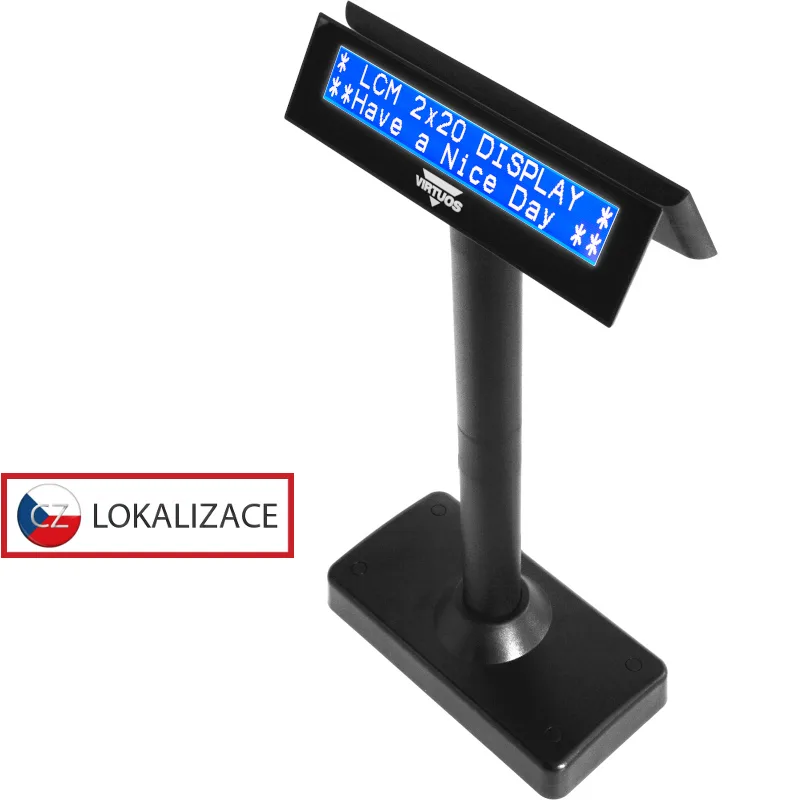LCD zákaznický displej Virtuos FL-730MB 2x20,RS232, oboustranný, černý EJG0004