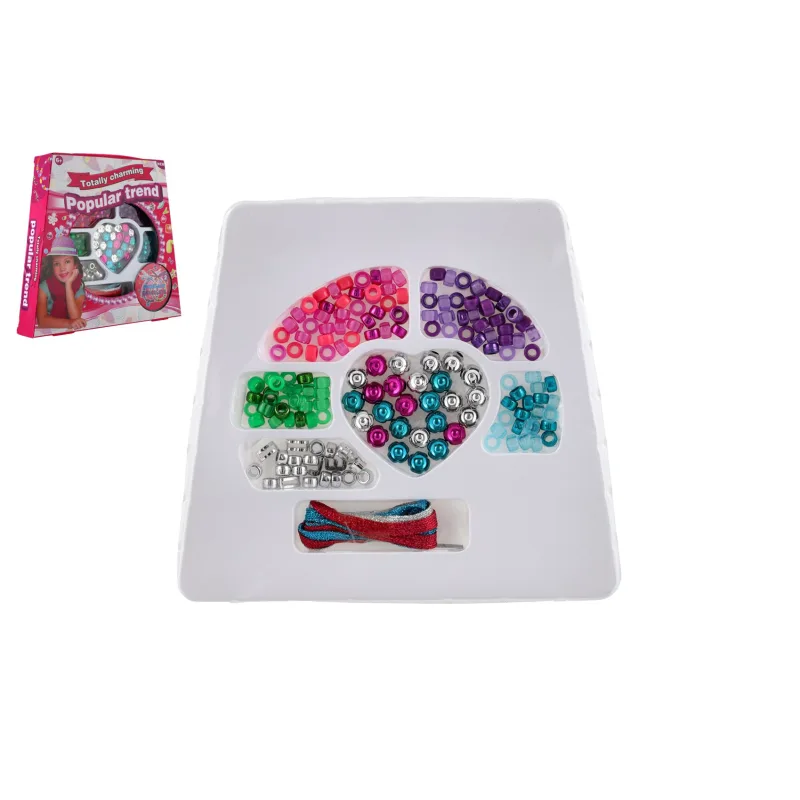 Teddies Korálky plastové farebné mix so šnúrkou v krabičke 24x21x4cm