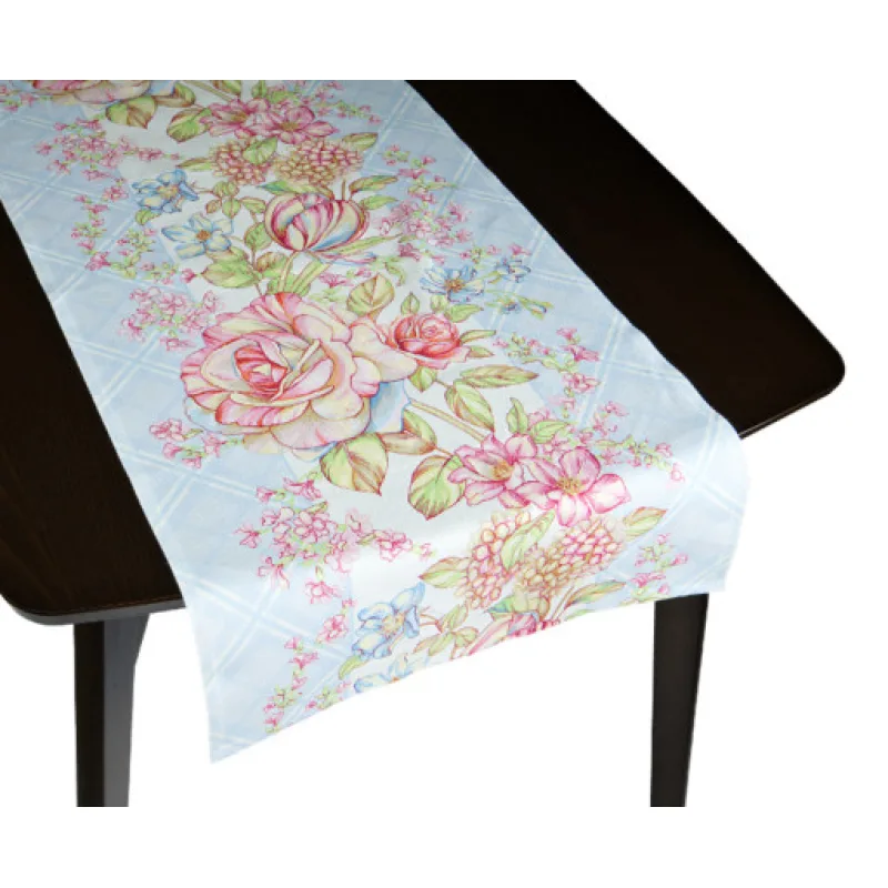 Bellatex Ubrus BĚHOUN, Růže světle modrá, růžová - 50x120 cm